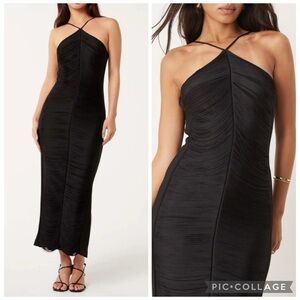 Ever New Quinn Fringe Bodycon‎ Maxi Dress Black US 8